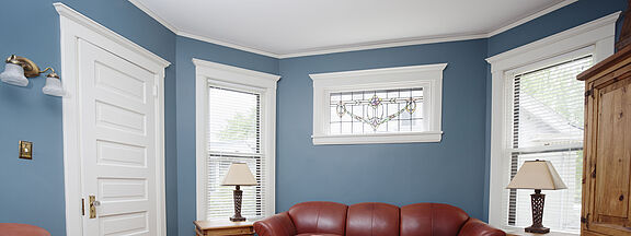 living room, white door and window profiles 